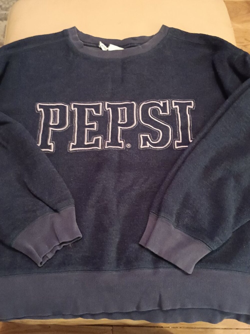 Vintage Pepsi Sweatshirt XL Navy Blue Embroidered Logo Retro Crewneck